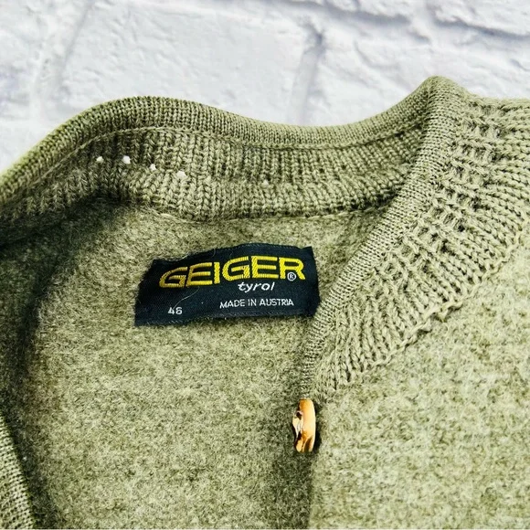Geiger Tyrol Boiled Wool Jacket 46 / US 14 XL Olive Green Made in Austria - Picture 4 of 11